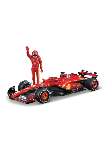 Bburago - RACE F1 s figúrkou jazdca, Ferrari SF-24 (2024), #16 Charles Leclerc, 1:24