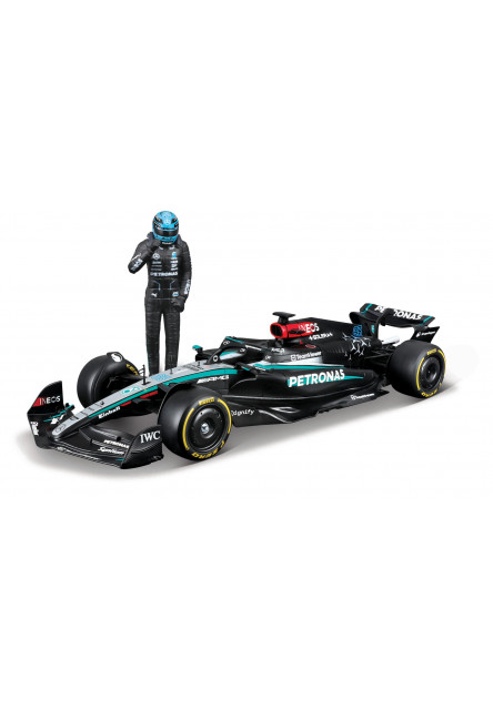 Bburago - RACE F1 s figúrkou jazdca, Mercedes-AMG Petronas W15 (2024), #63 George Russell, 1:24
