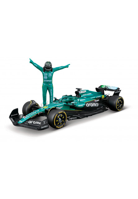 Bburago - RACE Formula F1 s figurkou jezdce, Aston Martin AMR25 (2025) #18 Lance Stroll, 1:24
