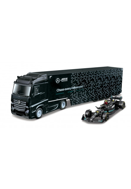 Bburago 1:43 F1 + Semi Truck - Mercedes-AMG Petronas F1 W15 Team Geroge Russell