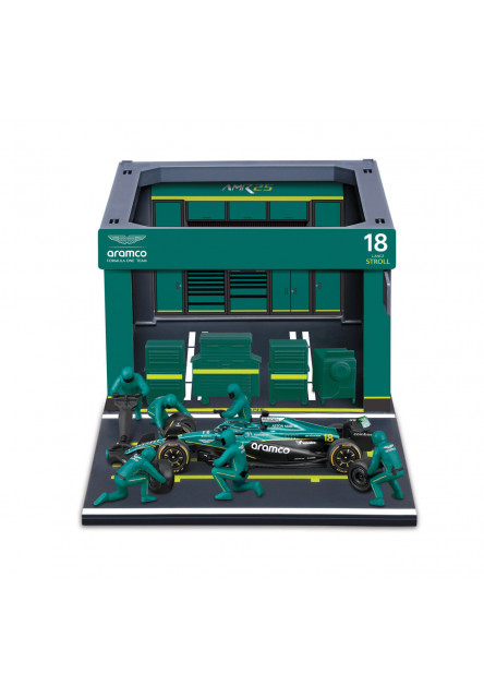 Bburago - Formula Racing F1 Pit Pass set - Aston Martin AMR25 (2025), #18 Lance Stroll, 1:43