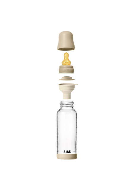 BIBS nočná antikoliková sklenená fľaša s kaučukovým cumlíkom 240ml (Vanilla)