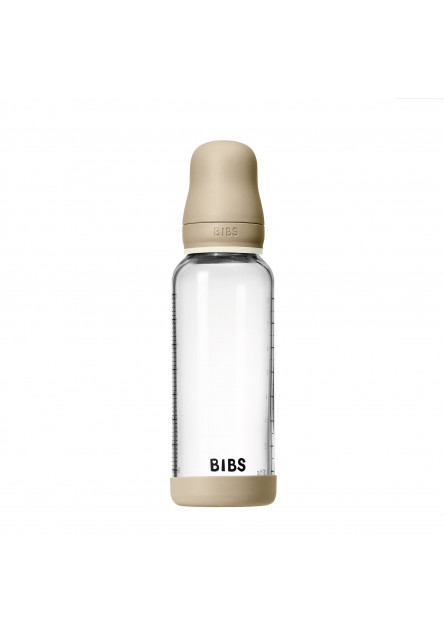 BIBS nočná antikoliková sklenená fľaša s kaučukovým cumlíkom 240ml (Vanilla)