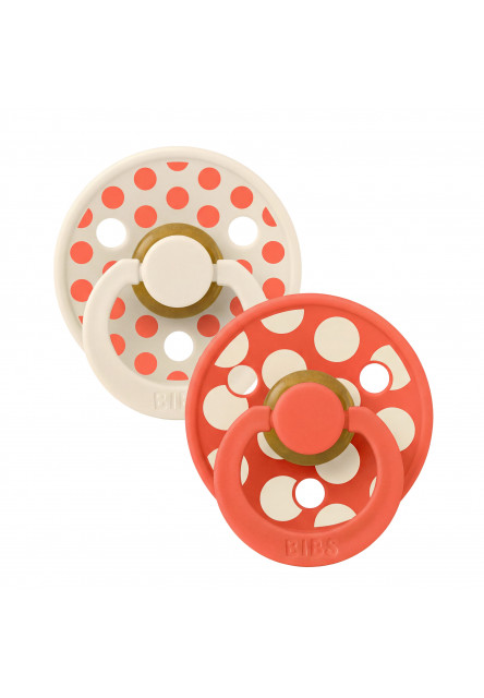 BIBS STUDIO Colour Polka cumlíky z prírodného kaučuku 2ks - veľkosť 2 (Ivory / Tango)