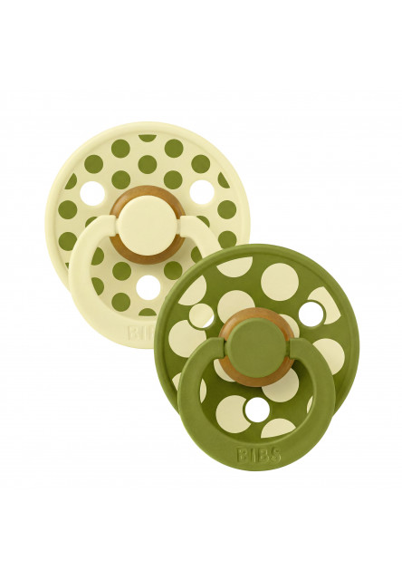 BIBS STUDIO Colour Polka cumlíky z prírodného kaučuku 2ks - veľkosť 2 (Luna / Wasabi)