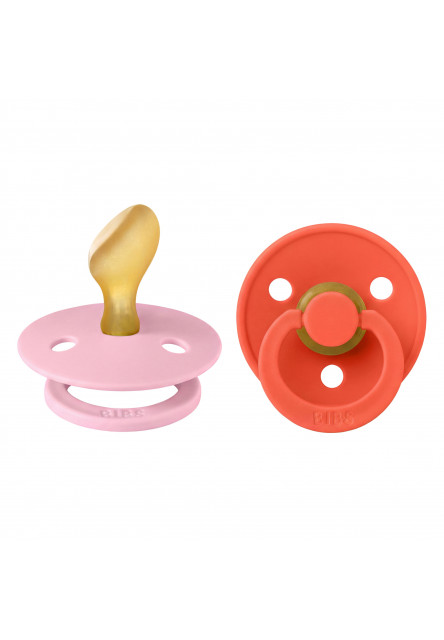 BIBS Colour anatomické cumlíky z prírodného kaučuku 2 ks - veľkosť 2 (Baby Pink / Tango)