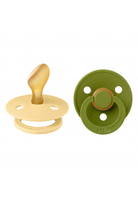 BIBS Colour anatomické cumlíky z prírodného kaučuku 2 ks - veľkosť 2 (Pale Butter / Wasabi)