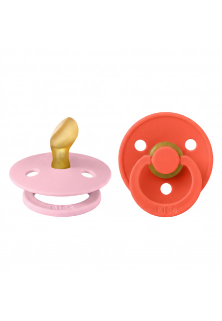 BIBS Colour anatomické cumlíky z prírodného kaučuku 2 ks - veľkosť 1 (Baby Pink / Tango)