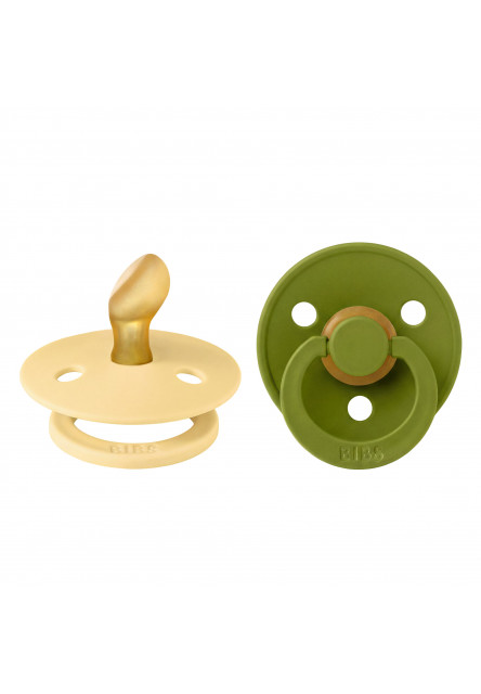 BIBS Colour anatomické cumlíky z prírodného kaučuku 2 ks - veľkosť 1 (Pale Butter / Wasabi)