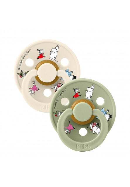 BIBS x Moomin Colour cumlíky z prírodného kaučuku 2ks - veľkosť 2 (Stinky Ivory / Khaki)