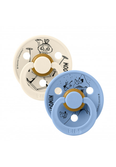 BIBS x Moomin Colour cumlíky z prírodného kaučuku 2ks - veľkosť 1 (Mymble Ivory / Sky Blue)