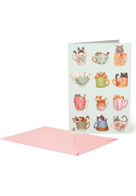 Přáníčko Legami Greeting Card Large - Cats Tea Cup
