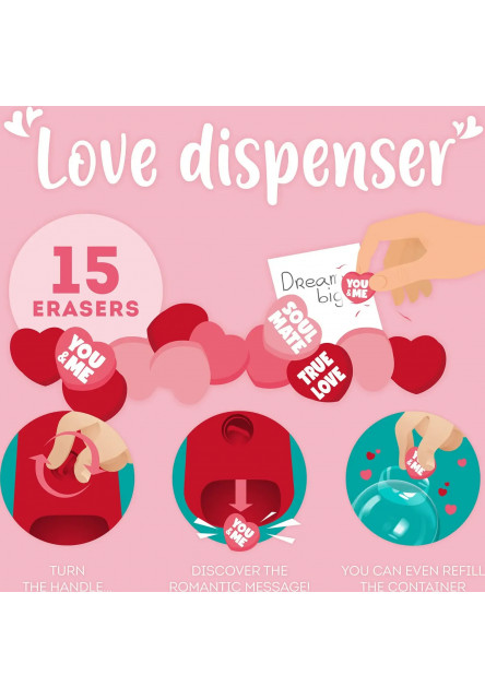 Zásobník mazacích gum Legami Love Dispenser Mini Eraser Dispenser - Heart
