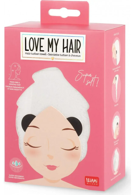 Ručník na vlasy Legami Love My Hair Turban Towel - Panda