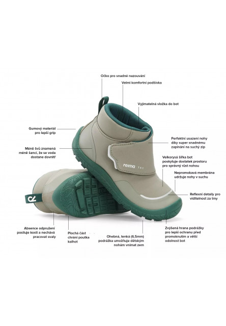 Detské barefoot topánky s membránou Reima Hyppii - Cinnamon brown