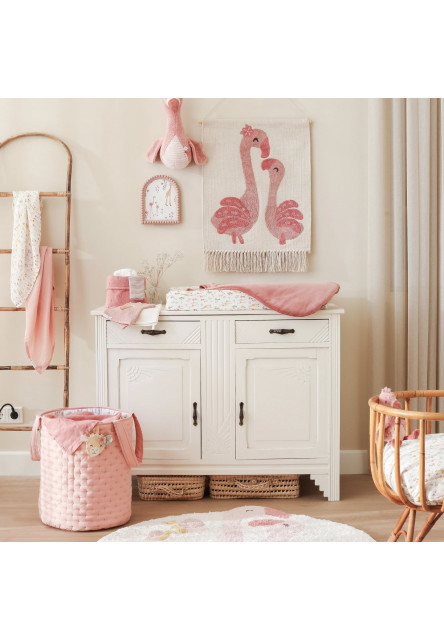 Košík textilný obojstranný extra veľký Pink Blooming Safari