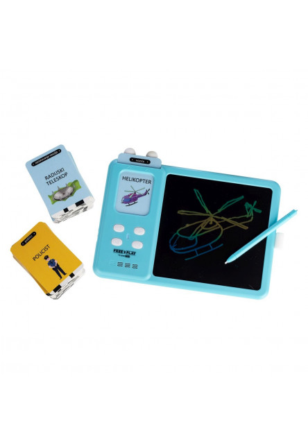 Free2Play Interaktívna LCD tabuľka 2v1 pre výučbu angličtiny Kiddigit Blue