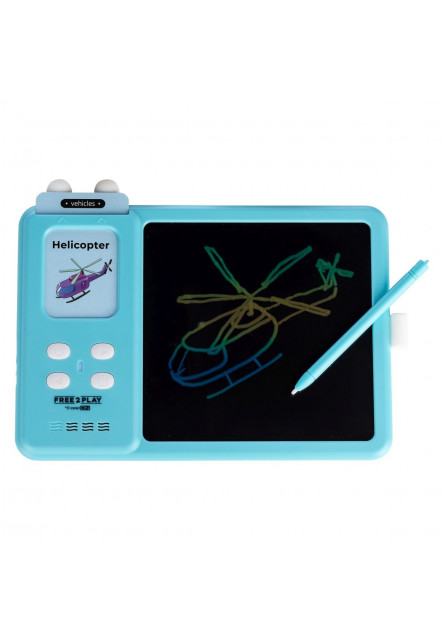 Free2Play Interaktívna LCD tabuľka 2v1 pre výučbu angličtiny Kiddigit Blue