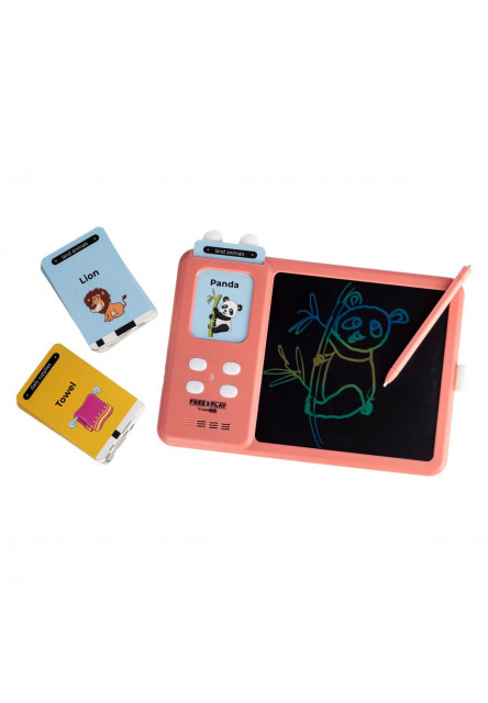 Free2Play Interaktívna LCD tabuľka 2v1 pre výučbu angličtiny Kiddigit Pink
