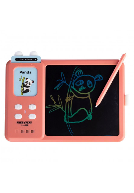 Free2Play Interaktívna LCD tabuľka 2v1 pre výučbu angličtiny Kiddigit Pink
