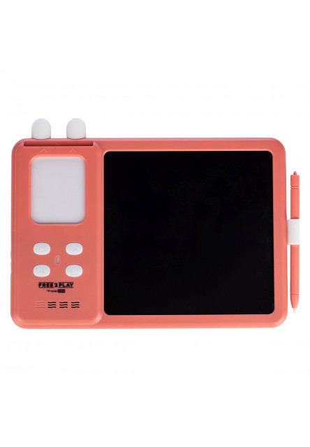 Free2Play Interaktívna LCD tabuľka 2v1 pre výučbu angličtiny Kiddigit Pink