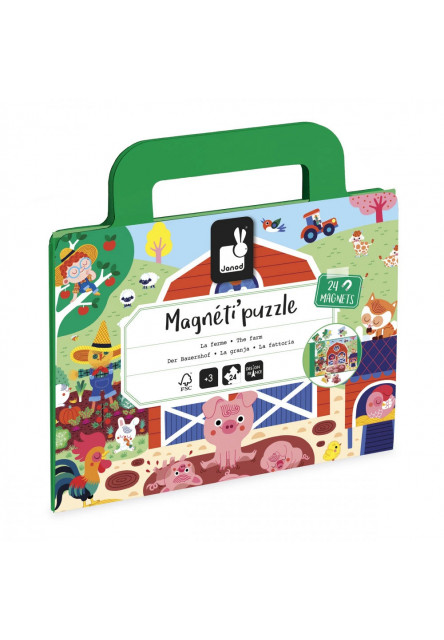 Magnetipuzzle Farma 24 ks v tvare kufríka
