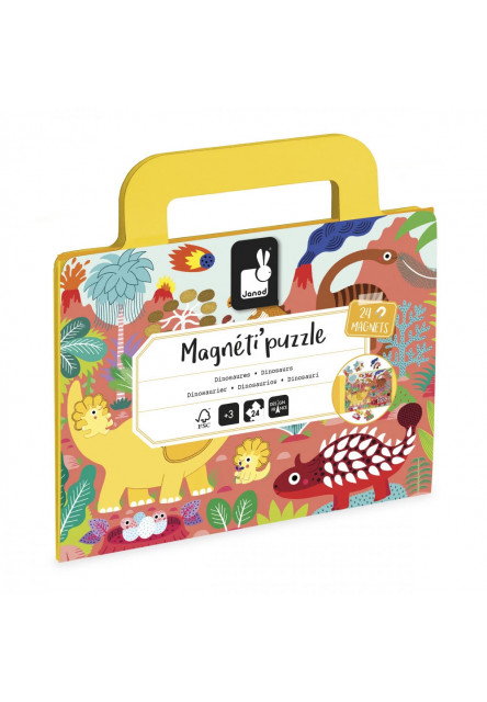Magnetipuzzle Dinosaury 24 ks v tvare kufríka