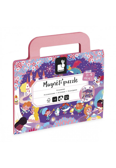 Magnetipuzzle Princezné 36 ks v tvare kufríka