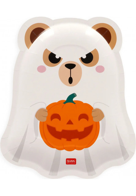 Papierové taniere Legami Boo Appétit! Set Of 8 Paper Plates 20x24 cm - Teddy Ghost