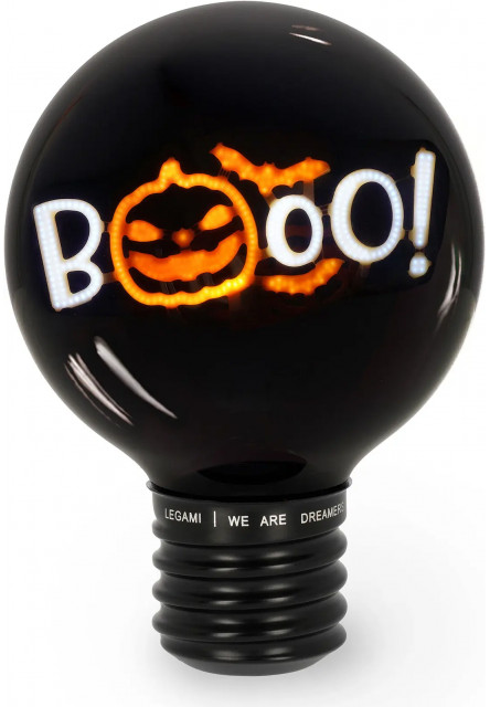 Dekoračné svetlo Legami Bulb Fiction Light-Bulb Shaped Table Lamp - Pumpkin Booo!