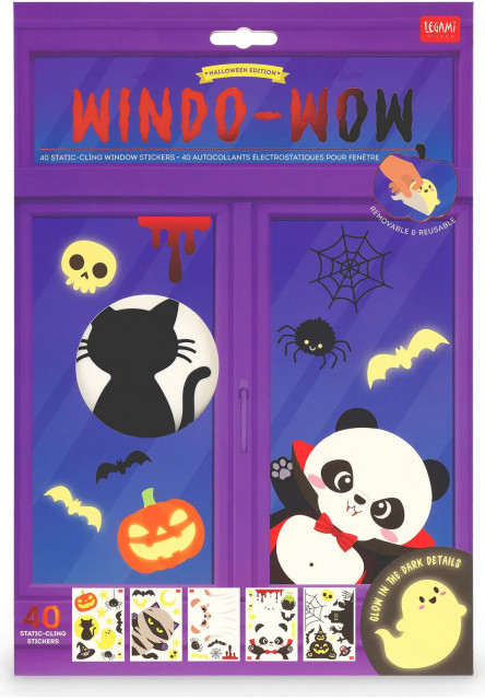 Statické nálepky na okno Legami Windo-Wow 40 Static Cling Stickers - Halloween