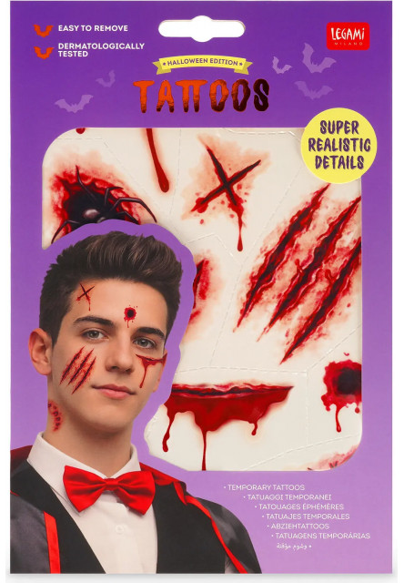 Dočasné tetovanie na tvár a telo Legami Creepy Tattoos Scar Face Tattoo - Scar