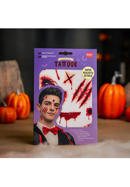 Dočasné tetovanie na tvár a telo Legami Creepy Tattoos Scar Face Tattoo - Scar