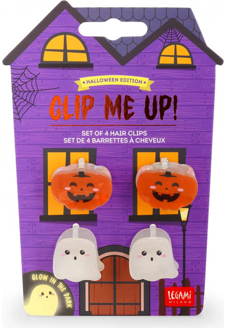 Štipce do vlasov Legami Clip Me Up! Set Of 4 Mini Hair Clips - Ghost + Bat