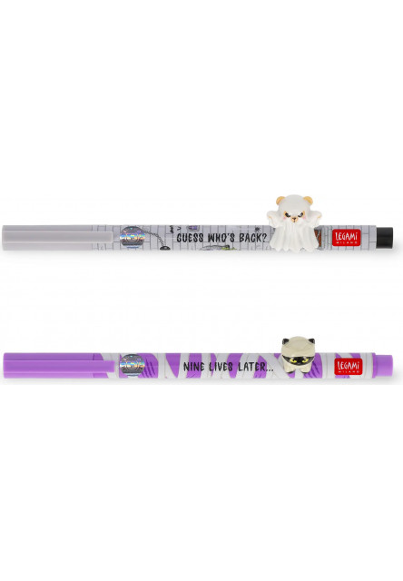 Set gélových pier Legami Lovely Friends 2 Gel Pens With Animal Decoration 0,5 mm - Spooky Party