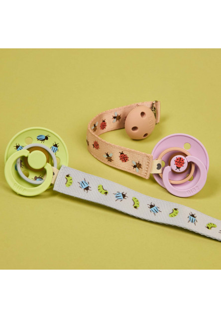BIBS STUDIO Ribbon klip na cumlík (Ladybug Bumblebee Mix Blush)
