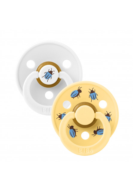 BIBS STUDIO Colour Beetle cumlíky z prírodného kaučuku 2ks - veľkosť 1 (White / Pale Butter)