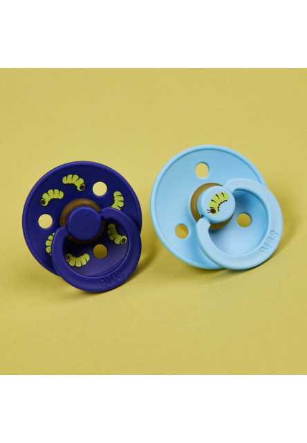 BIBS STUDIO Colour Caterpillar cumlíky z prírodného kaučuku 2ks - veľkosť 2 (Silk / Sage)