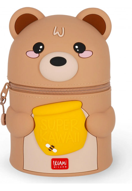 Peračník Legami Super Kawaii 2-in-1 Silicone Pencil Case - Teddy Bear Honey