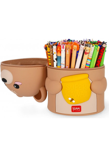 Peračník Legami Super Kawaii 2-in-1 Silicone Pencil Case - Teddy Bear Honey