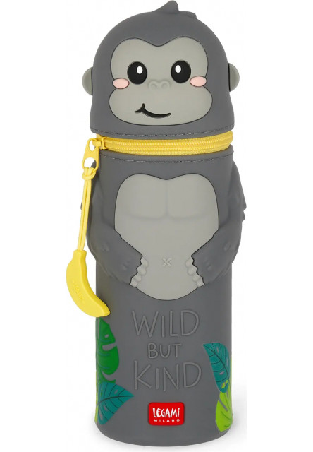 Peračník Legami Kawaii 2-in-1 Silicone Pencil Case - Gorilla
