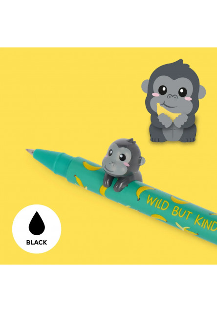 Gélové pero Legami Lovely Friends Gel Pen With Animal Decoration 0,5 mm Black Ink - Gorilla
