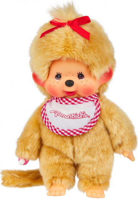 Monchhichi Mončiči dievča béžové s červeným podbradníkom 20cm