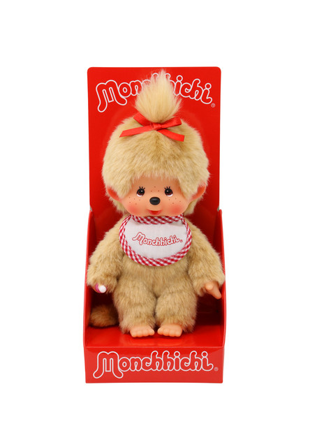 Monchhichi Mončiči dievča béžové s červeným podbradníkom 20cm