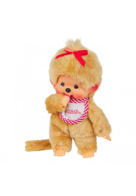Monchhichi Mončiči dievča béžové s červeným podbradníkom 20cm