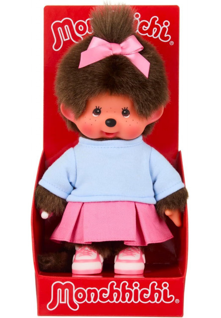 Monchhichi Mončiči dievča so sukňou a teniskami 20cm