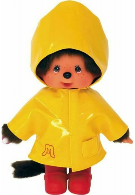 Monchhichi Mončiči chlapec so žltým pršiplášťom 20cm