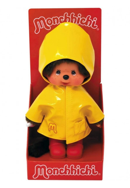 Monchhichi Mončiči chlapec so žltým pršiplášťom 20cm