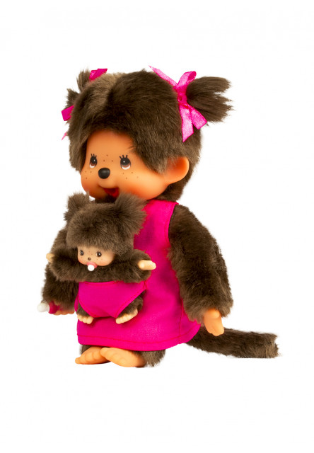 Monchhichi Mončiči mama s bábätkom ružová 20cm