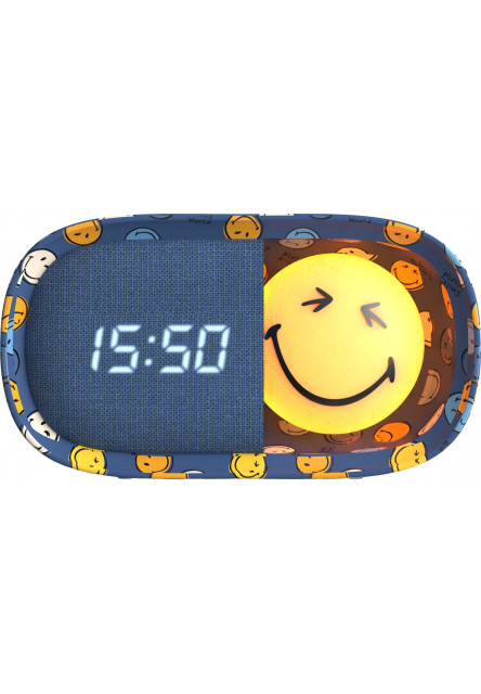 Detský budík a nočné svetlo MOB Dreamy Clock Smiley - modrá